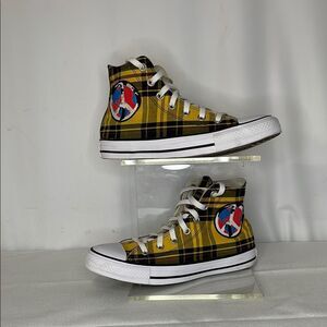 Converse Yellow Plaid High-Top Sneakers